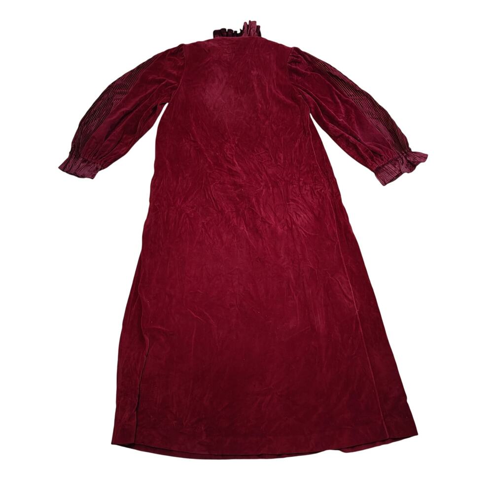 Vintage R. Michael Alan Deep Red Ruffle Trim House Coat Robe Womens Medium - Picture 7 of 7